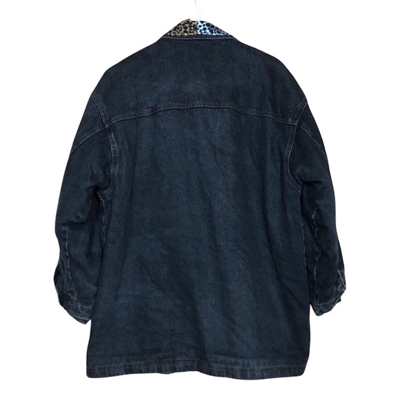 Vintage Plus Size Denim Jacket/ Mixed Animal Print Detailing/ size Lg - Picture 2 of 6